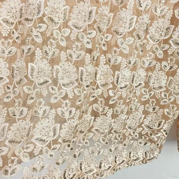 Cache Top Blouse Womens Size Medium Ivory Beaded Lace Floral Heavy - Picture 12 of 13